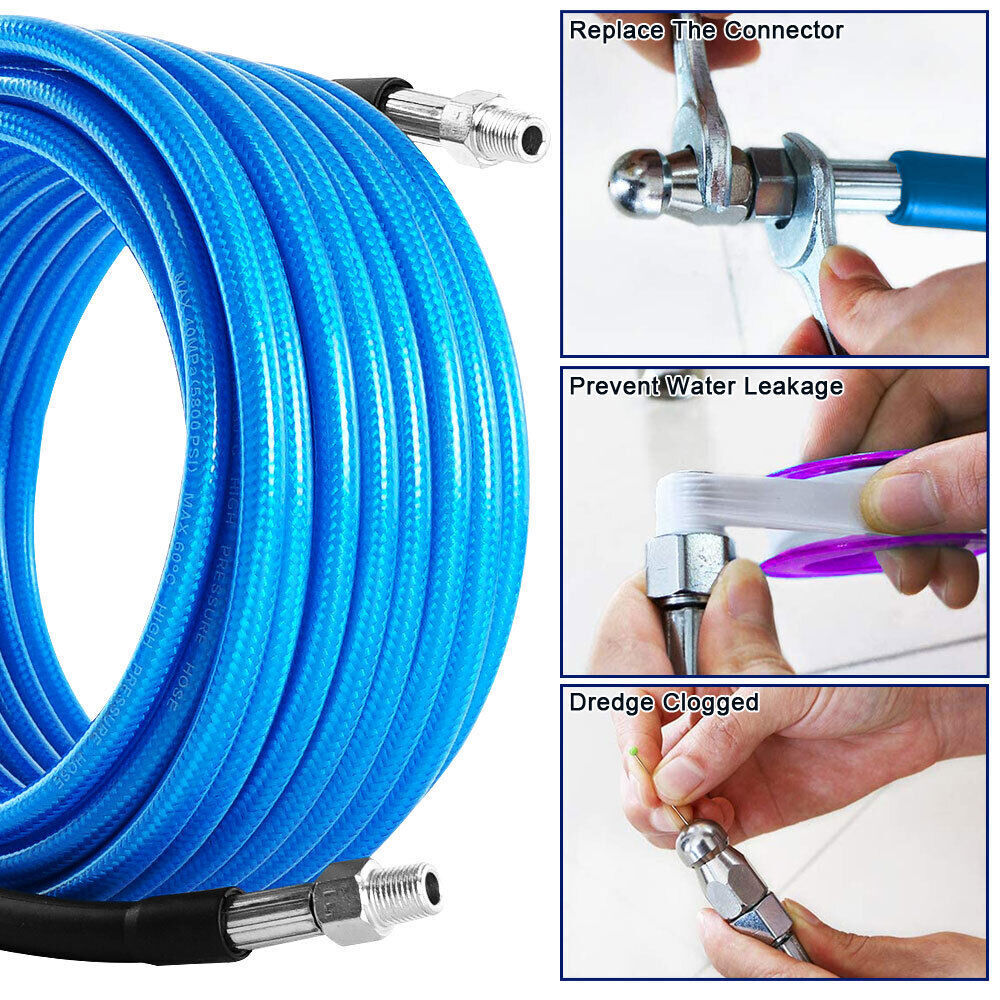 5800PSI Sewer Jetter Kit for Pressure Washer 1/4″M-NPT Drain Cleaner Hose