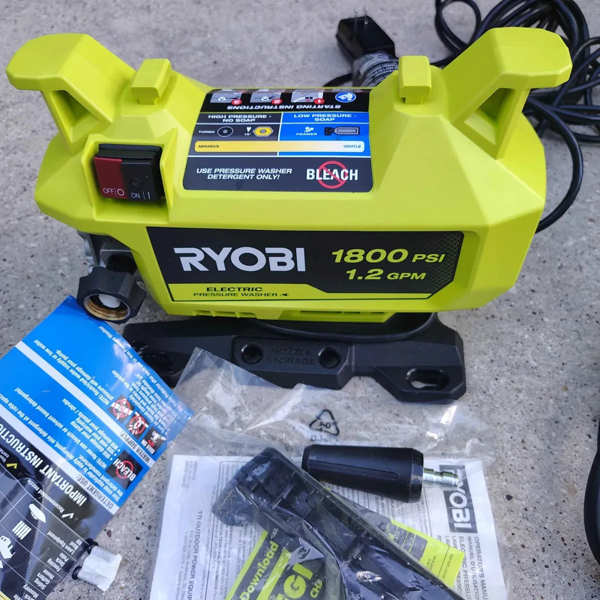 RYOBI 1800 PSI 1.2 GPM Cold Water Corded Electric Pressure Washer RY141803