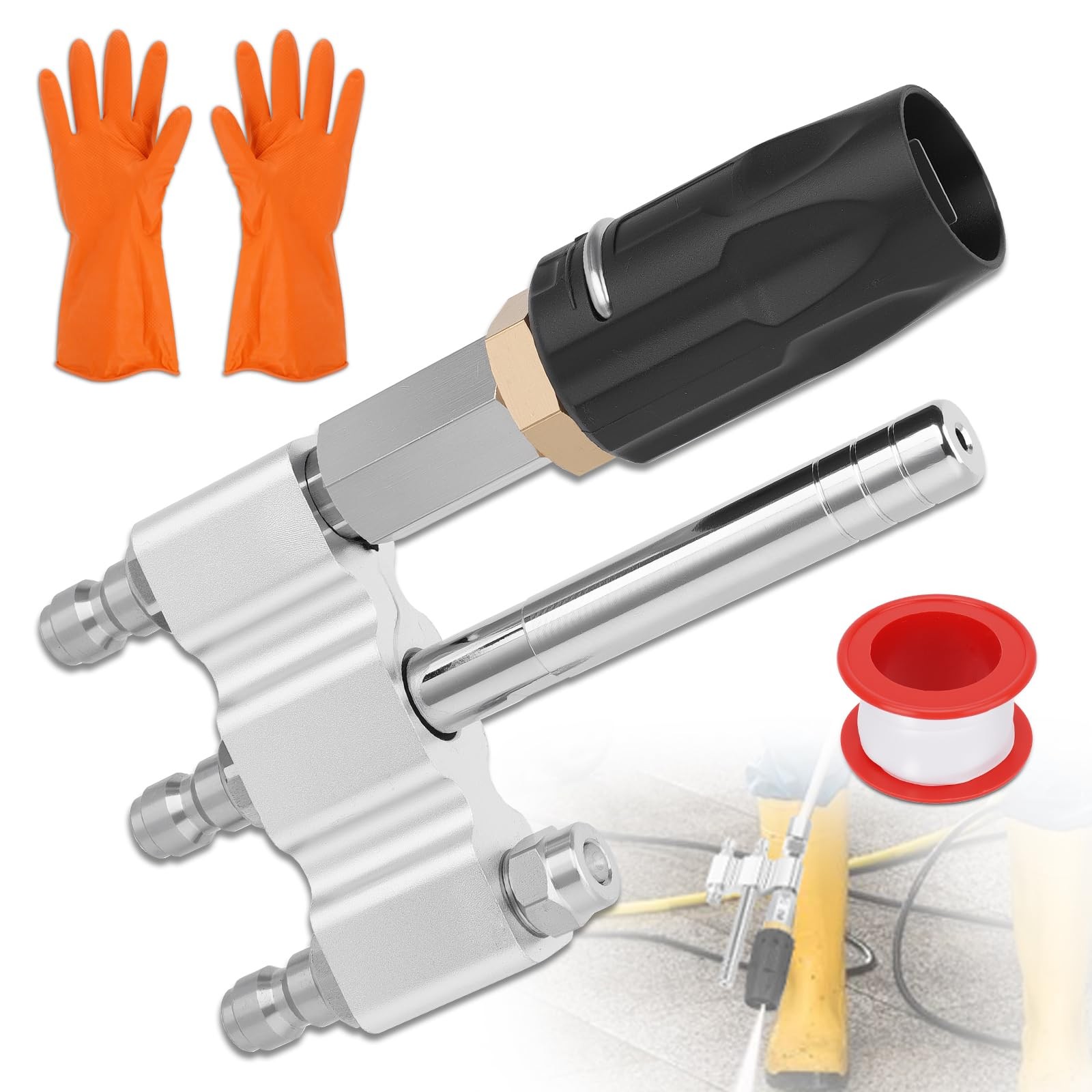3 in 1 Adjustable Downstream Soft Wash Nozzle M5 Tip Twist 1/4″ QC for 3-7 GPM