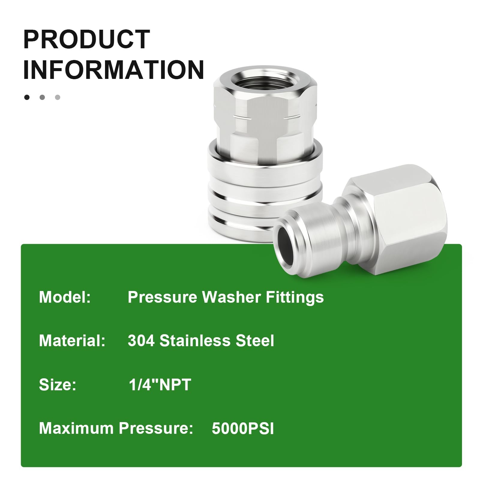 12 PCS 304 Stainless Steel Pressure Washer Adapter 1/4 Inch Quick Connect