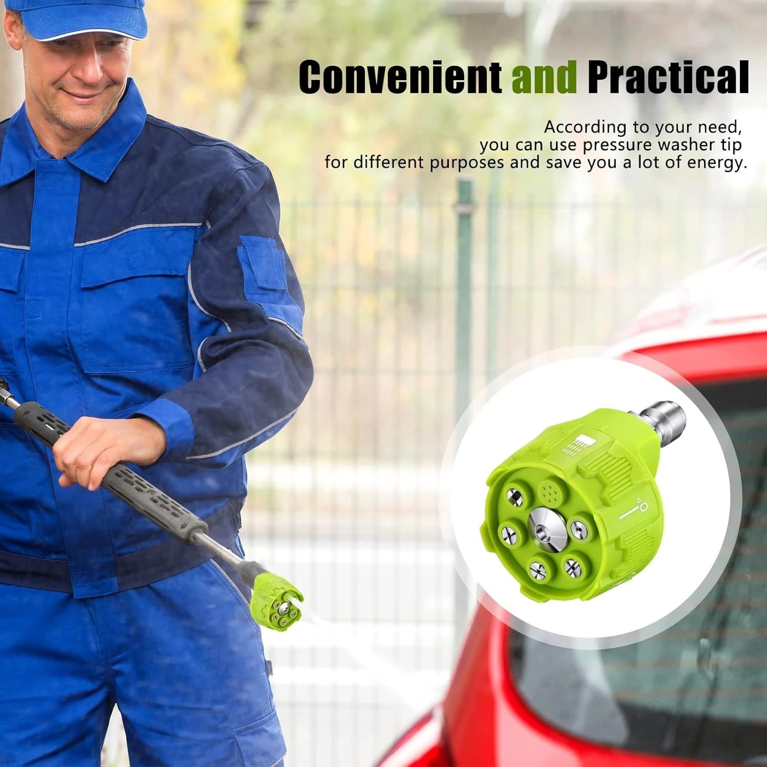 6 in 1 Pressure Washer Nozzle 1/4 Inch Quick Connect Car Wash Spray Tip