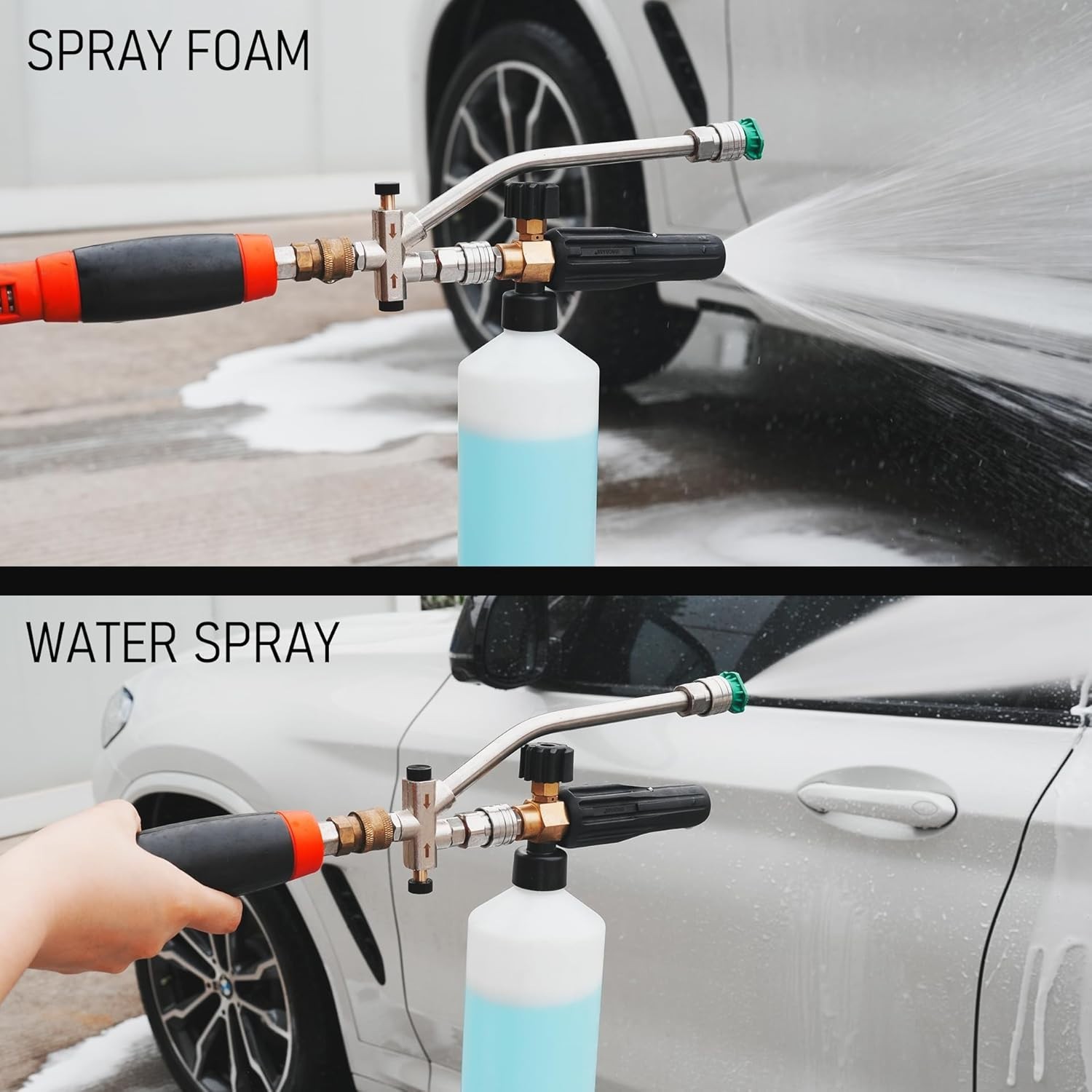Effortless Foam Cleaning: Dual-Connector Pressure Washer Unit with 5 Nozzle Tips