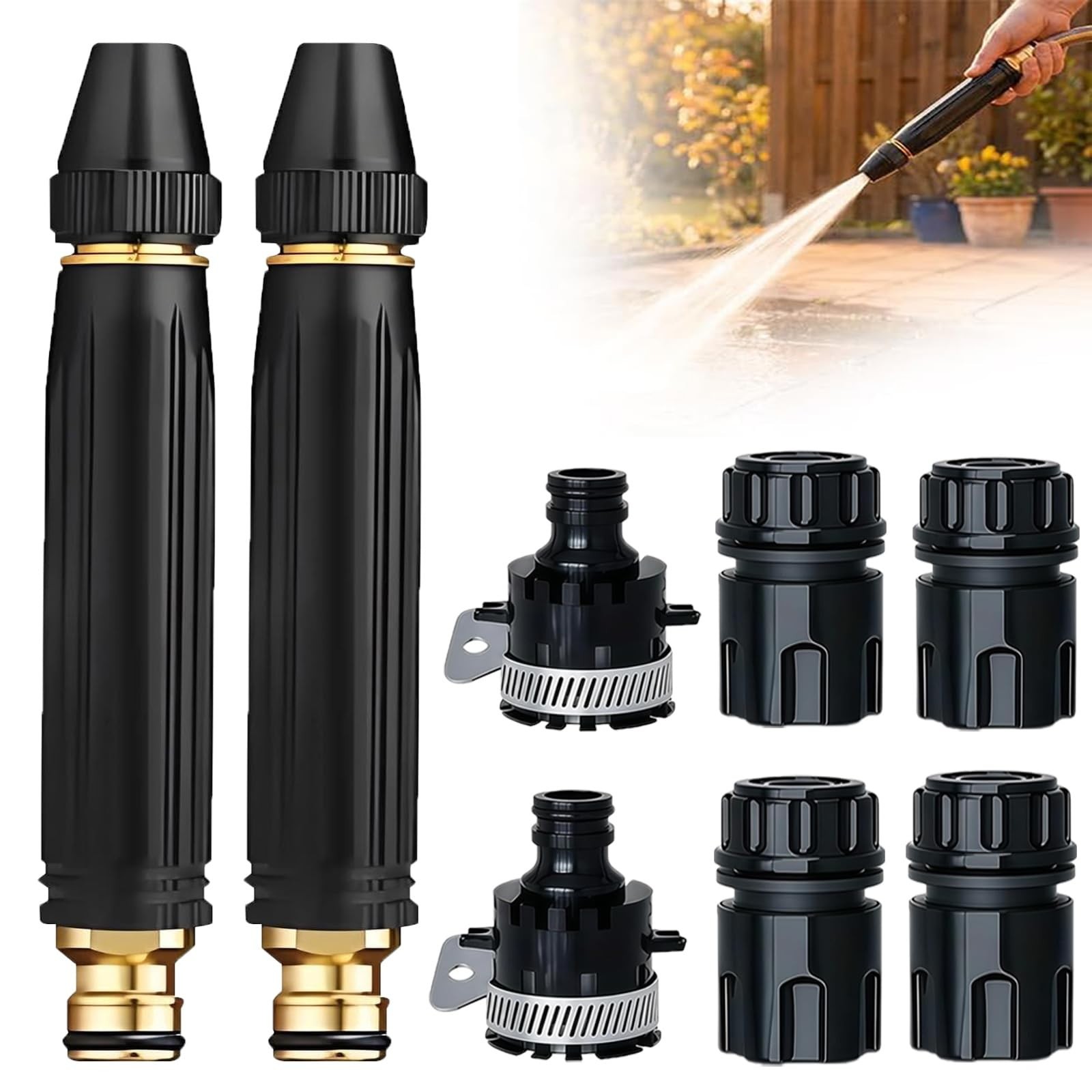 2PCS High Pressure Car Wash Water Gun & Hose Nozzle, 3 Spray Modes for Gardening