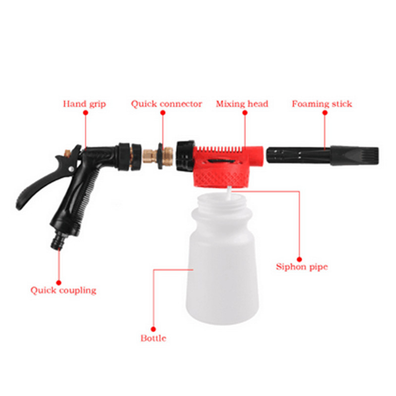 900ML Snow Foam Washer Gun Car Wash Soap Lance Cannon Spray Pressure Jet Bottle