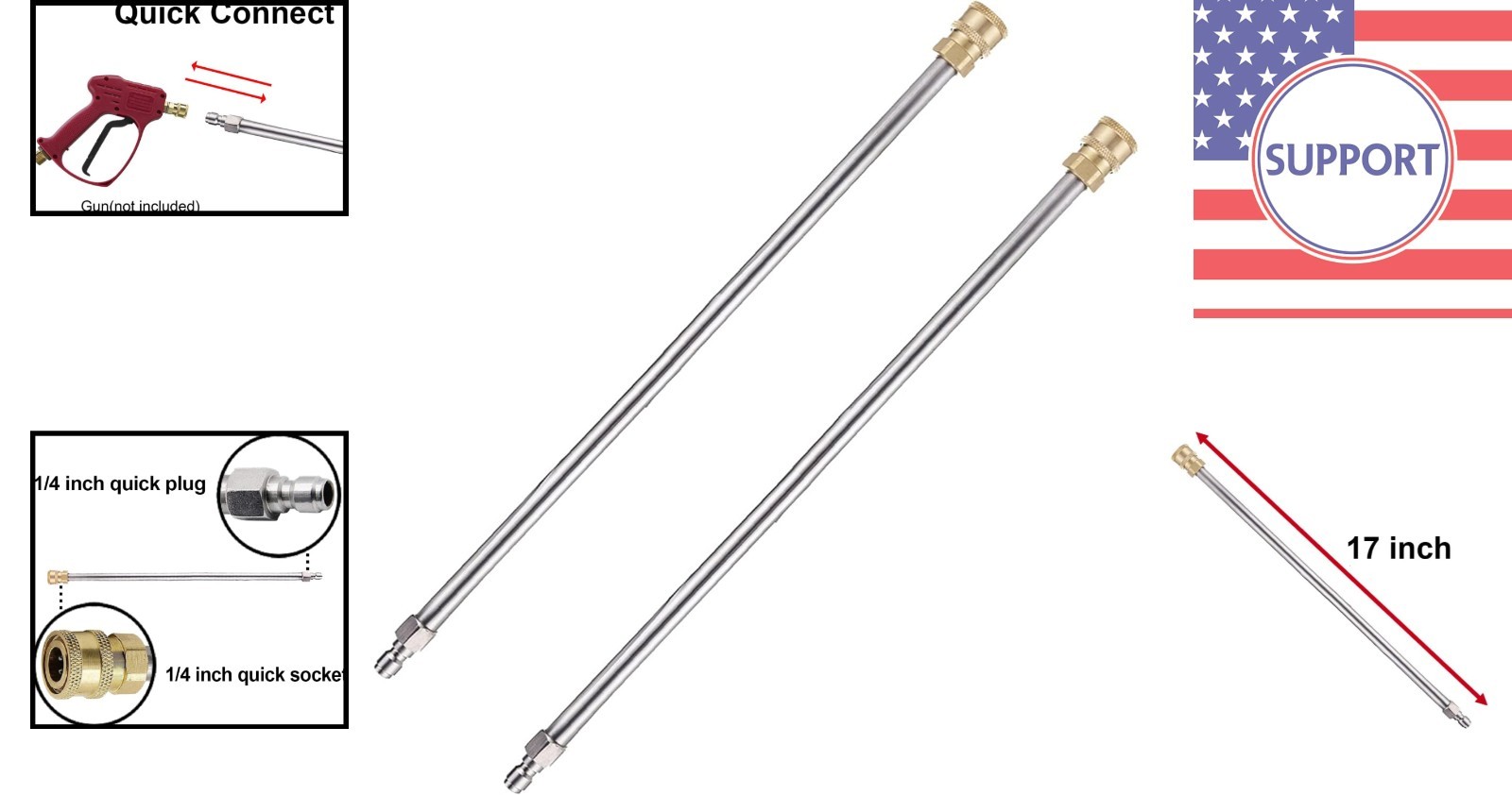 Versatile 2-Pack Pressure Washer Extension Wand – 17 Inch Quick Connect Design
