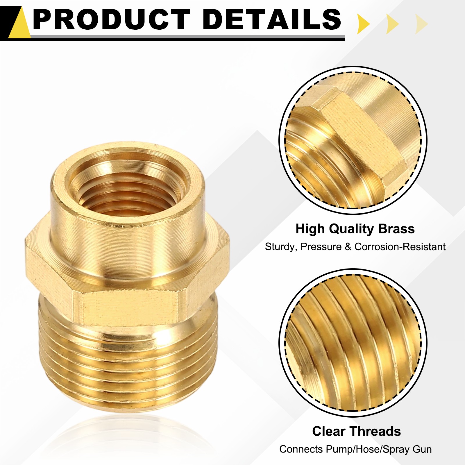 2Pcs Pressure Washer Adapter with Tape, G1/4″ Female to M22 15mm Male Brass