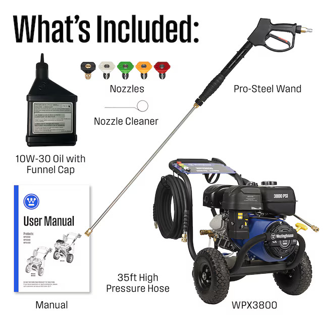 Westinghouse WPX3800 Heavy Duty 3800-PSI 3.6-GPM Cold Water Gas Pressure washer