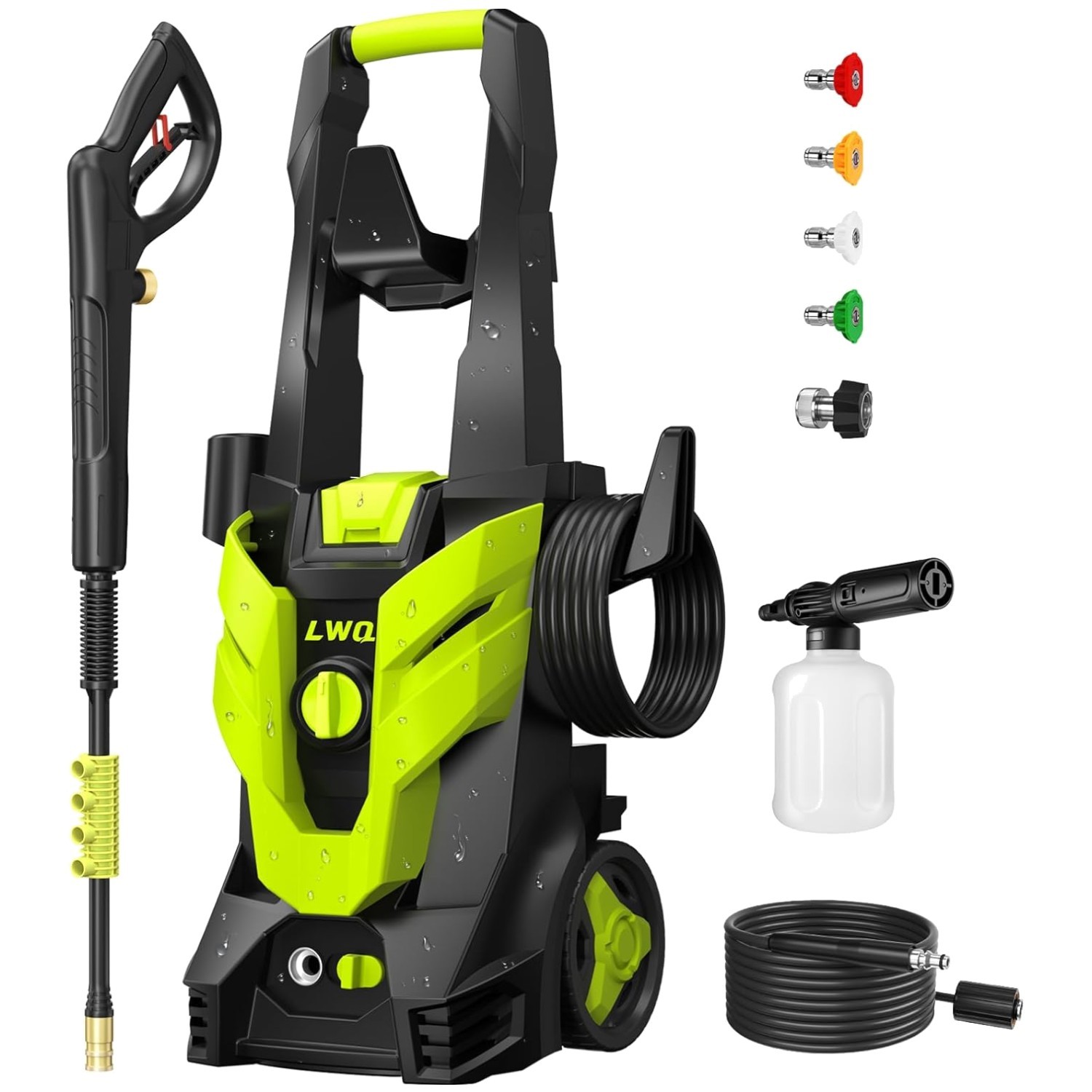 Eco-Friendly 2030 PSI Electric Pressure Washer with Foam Cannon & 4 Nozzles