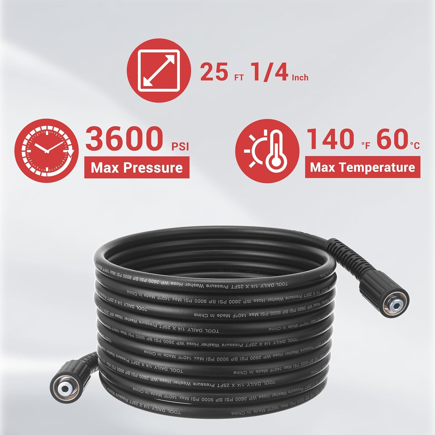 Pressure Washer Gun and Hose Kit, 25 FT Power Washer Hose and Replacement Wand E