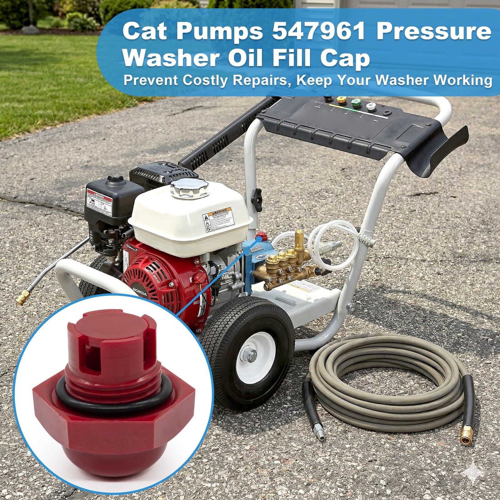 Oil Fill Cap with O-Ring Seal for Cat Pumps Pressure Washer Models – 2SF, 2DX…
