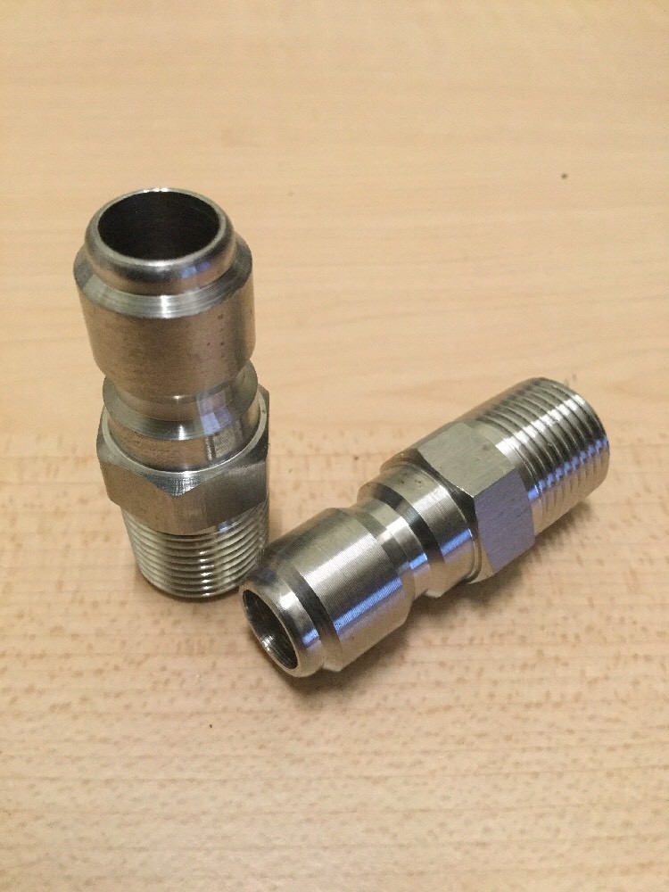 2- Pressure Power Washer Quick Connect Plug 3/8 in MPT x 3/8 in Stainless Steel