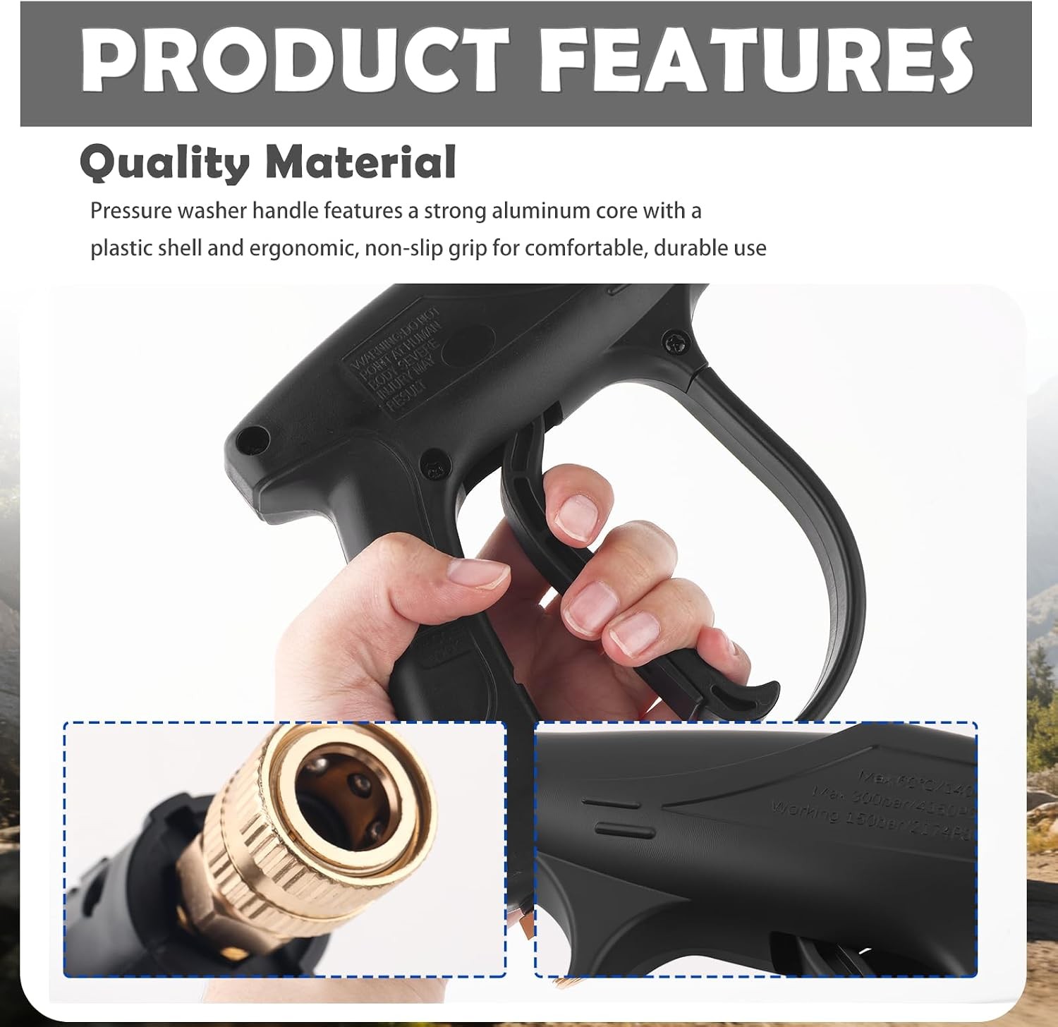 Car Short Pressure Washer Gun,4350 PSI Max High-Pressure Car Wash Gun | Portable