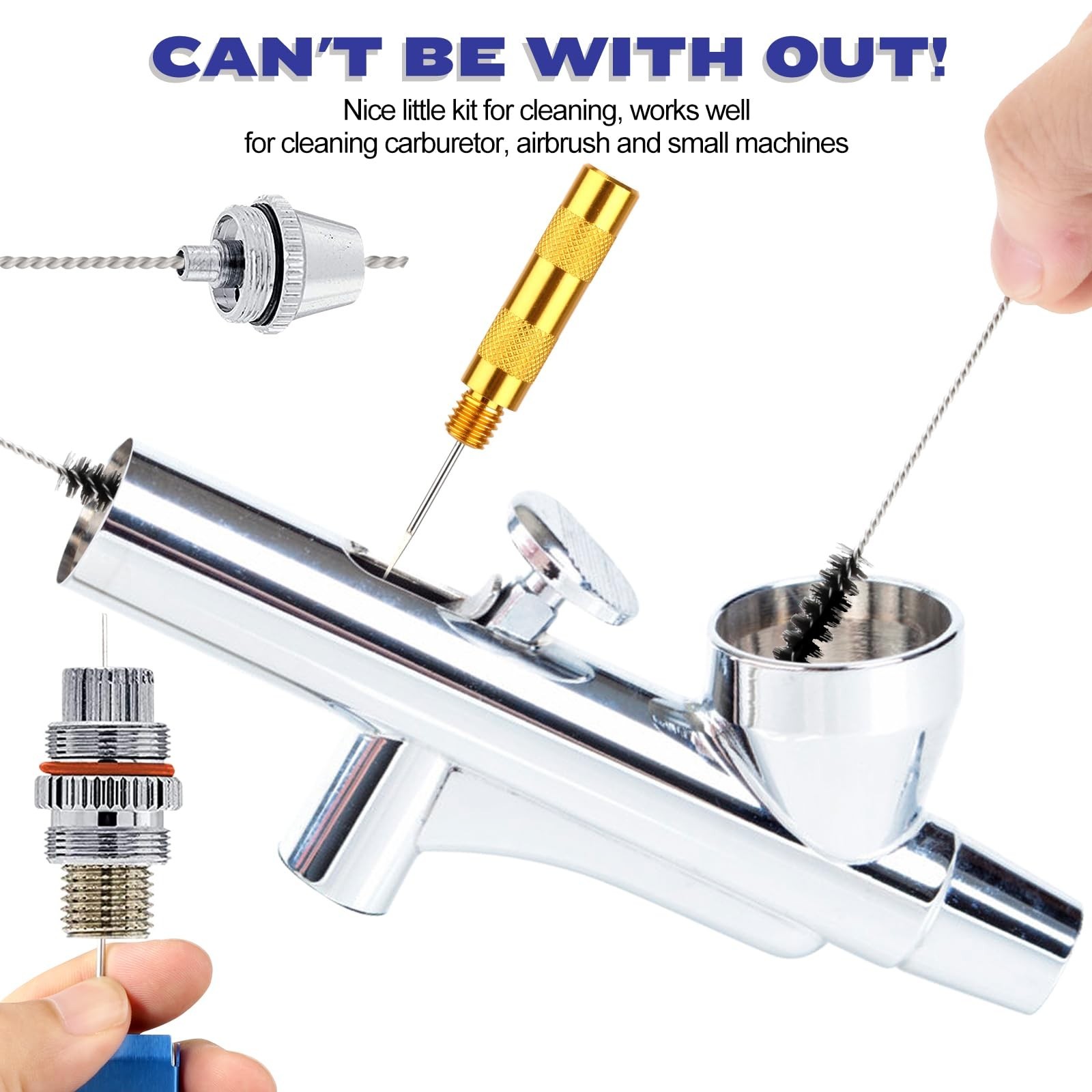 Premium Torch Tip Cleaner Kit – Stainless Steel Carburetor Brush + 4 Hooks, Nylo