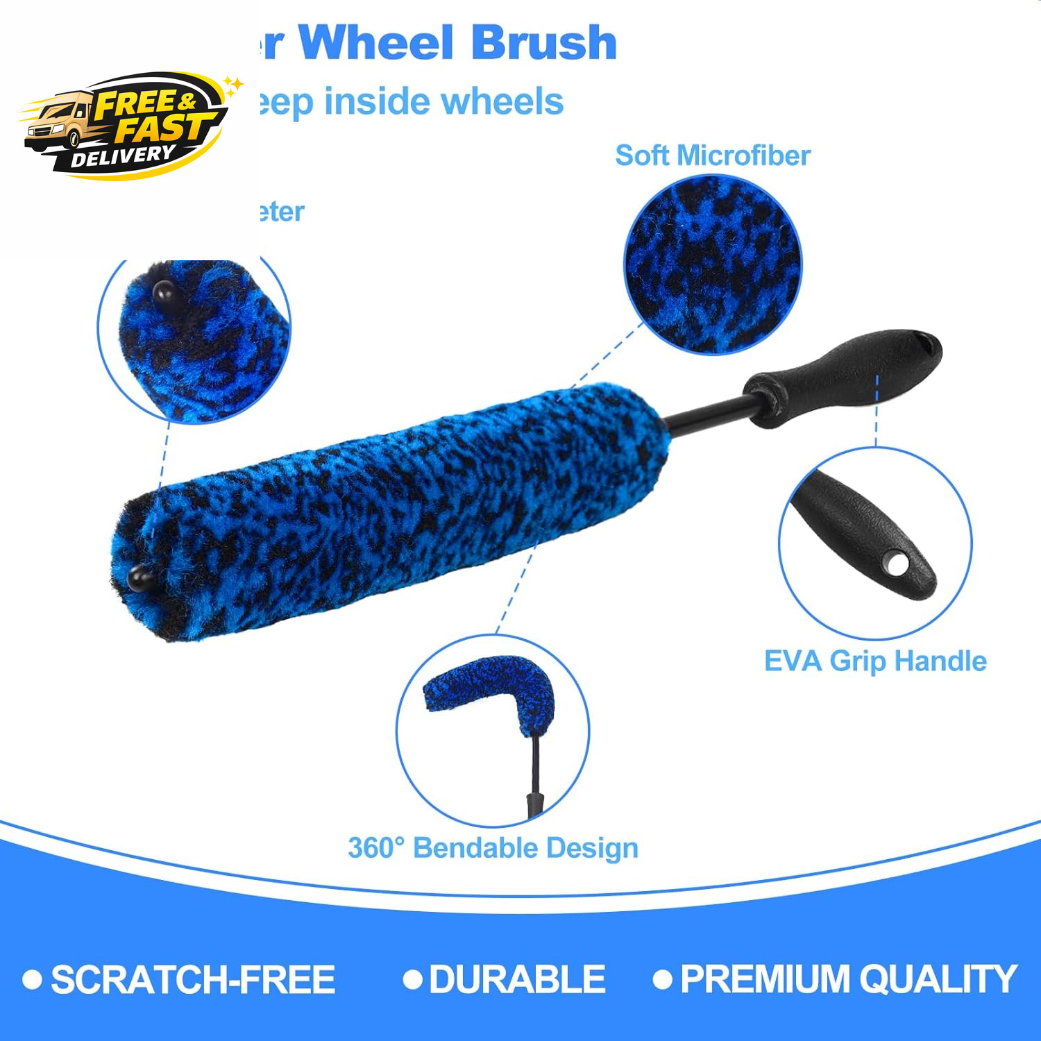 12Pcs Wheel Brush Kit for Cleaning Wheel and Tire, Wheel and Rim Brush, Car