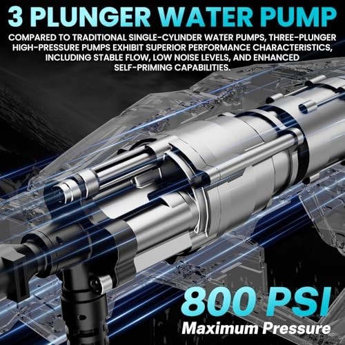 800 PSI Cordless Portable Washer – Handheld 6-in-1 Nozzle, Adjustable Pressure f