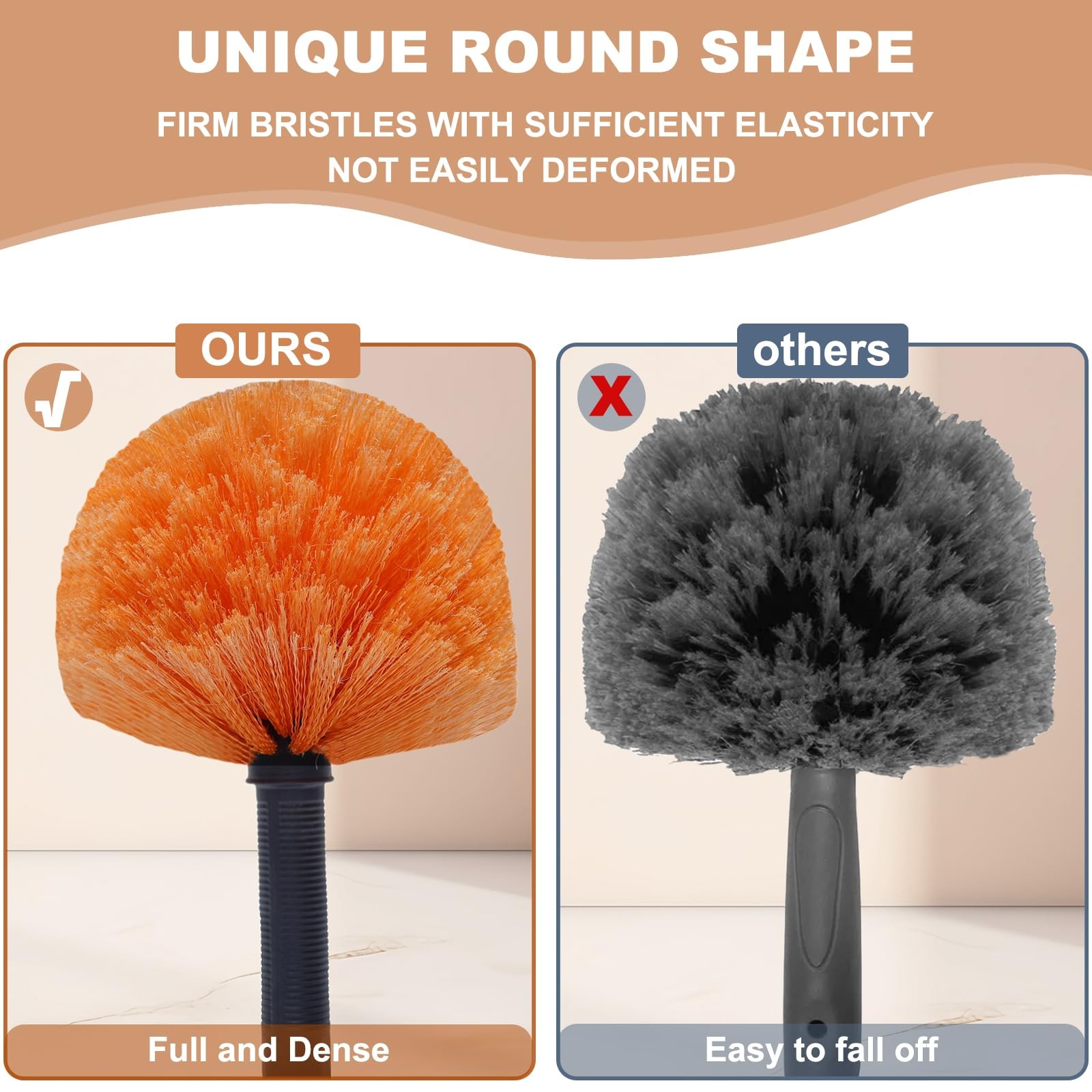 Tonmp Orange Twist-On Cobweb Duster Head Brush, Fits Standard 3/4 inch