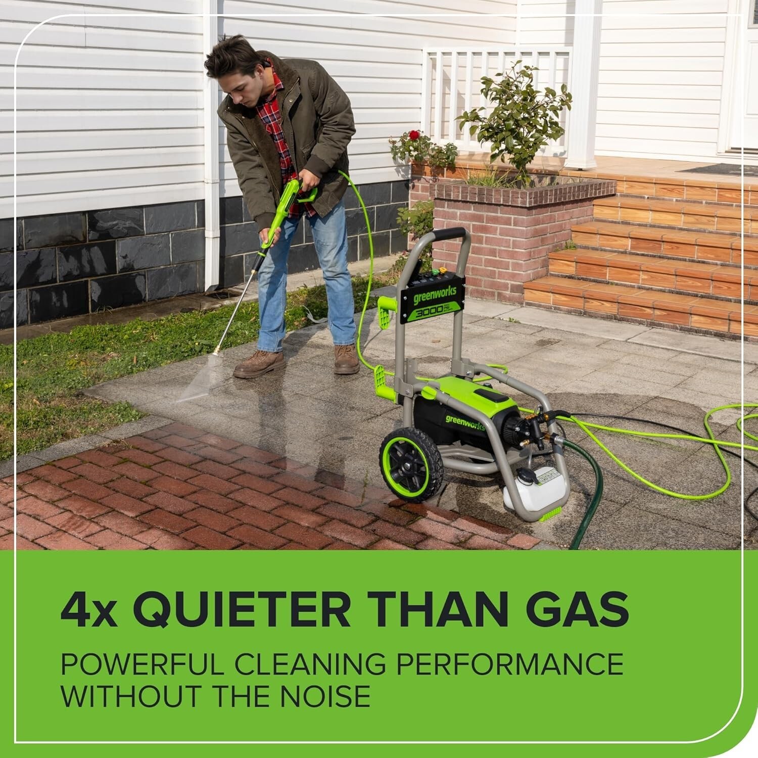 Professional Grade Greenworks Electric Pressure Washer – 25ft Hose & Accessories