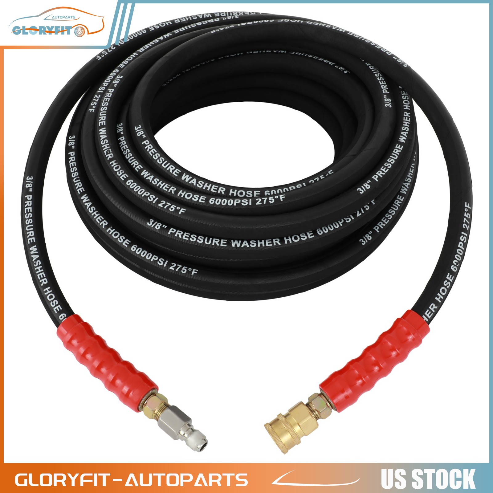 Pressure Washer Hose 6000 PSI 3/8″ x 50ft Non-Marking R2 Rating Free Shipping