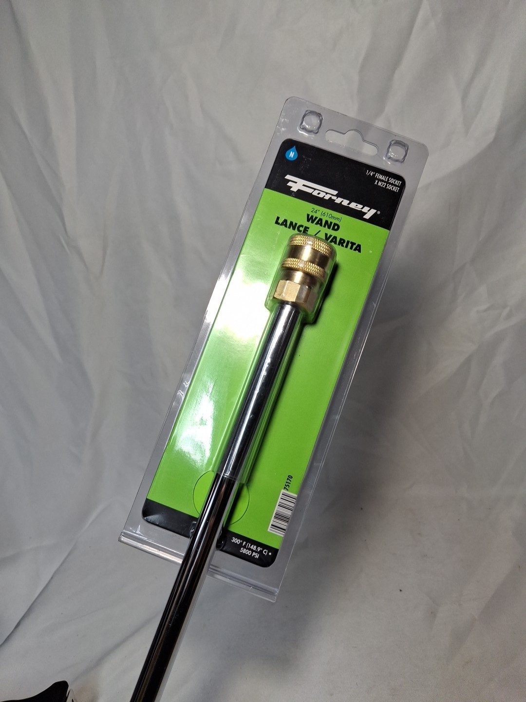 Forney 75170 High Pressure Washer Wand 24″ x M22 Male Screw Nipple x 1/4″ Femal