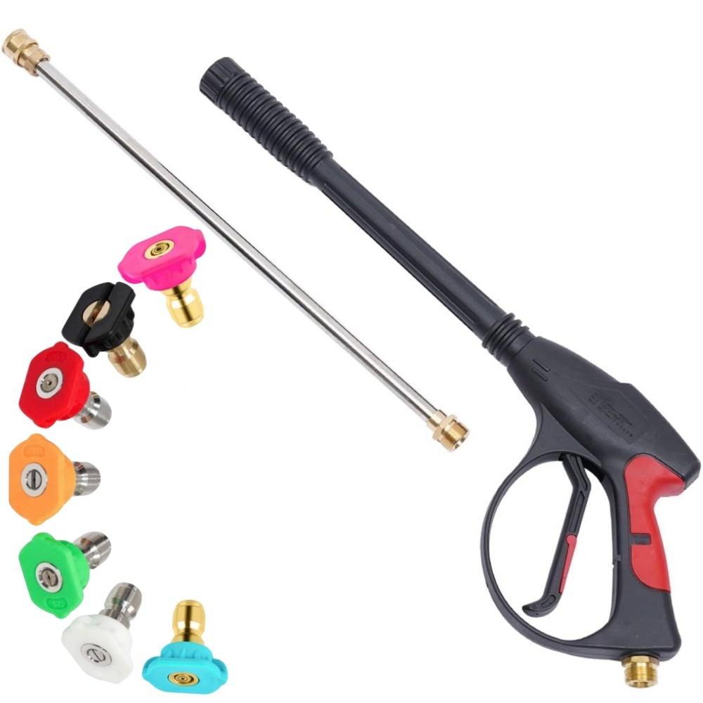 High Pressure 4000PSI Car Power Washer Gun Spray Wand Lance With 7 Nozzle Black