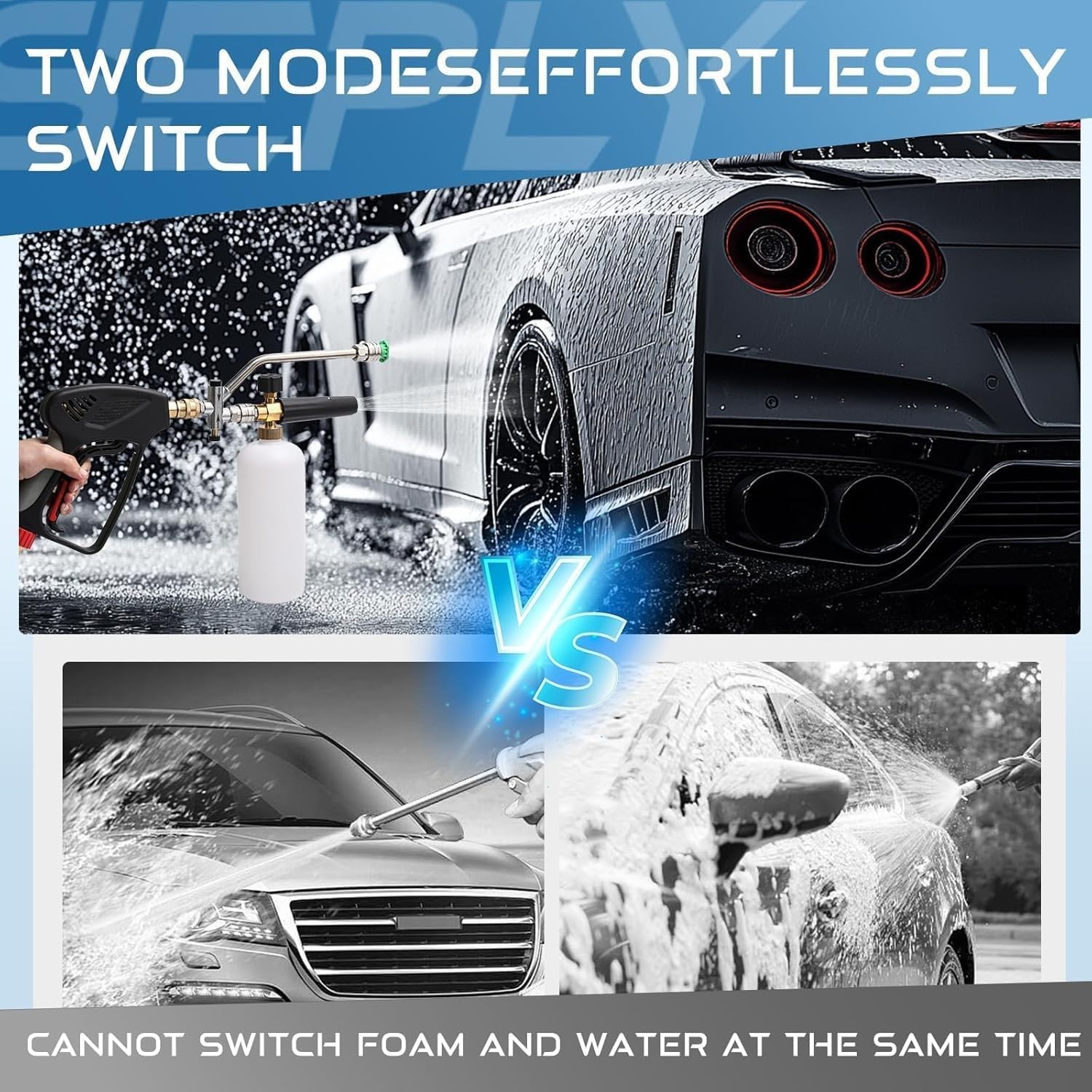 Dual-Connector Foam Cannon for Pressure Washers with 5 Nozzles