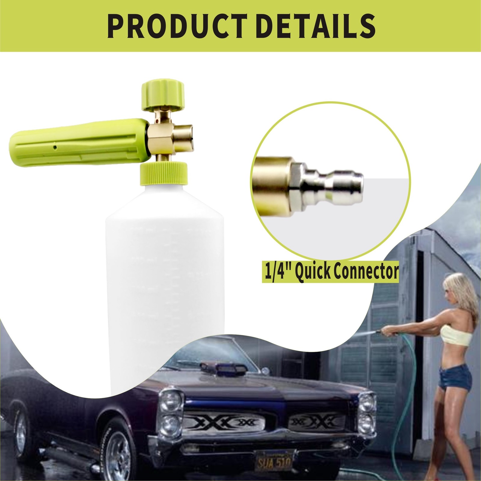 Foam Cannon 1 L Bottle Car Wash Snow Foam Lance with 1/4″ Quick Connector Pre…