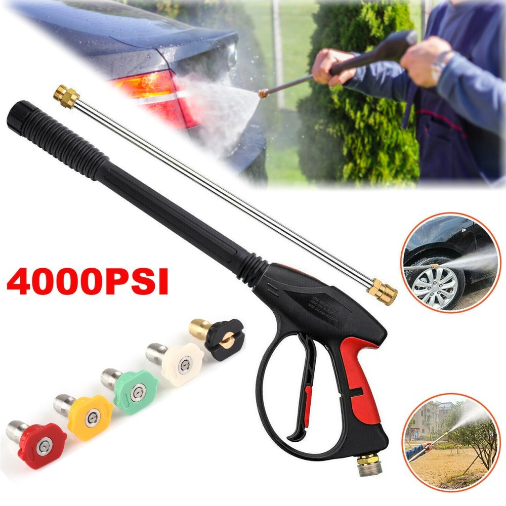 4000 PSI Pressure Washer Gun with Replacement Wand Extension 5 Nozzle Tip M22-14