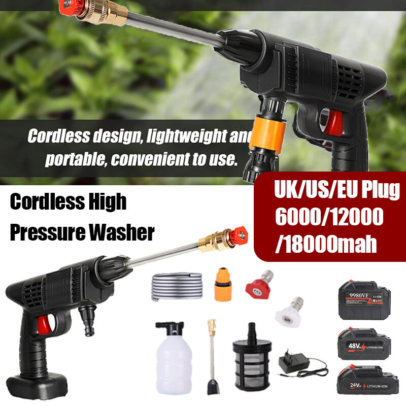 Cordless Electric High Pressure Car Washer Sprayer With Battery Cleaner Tool
