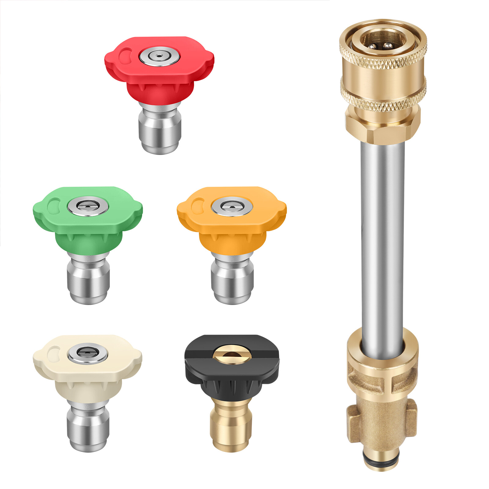 1/4” Pressure Washer Gun Adapter with 5 Nozzles Fits Ryobi Portland Husky
