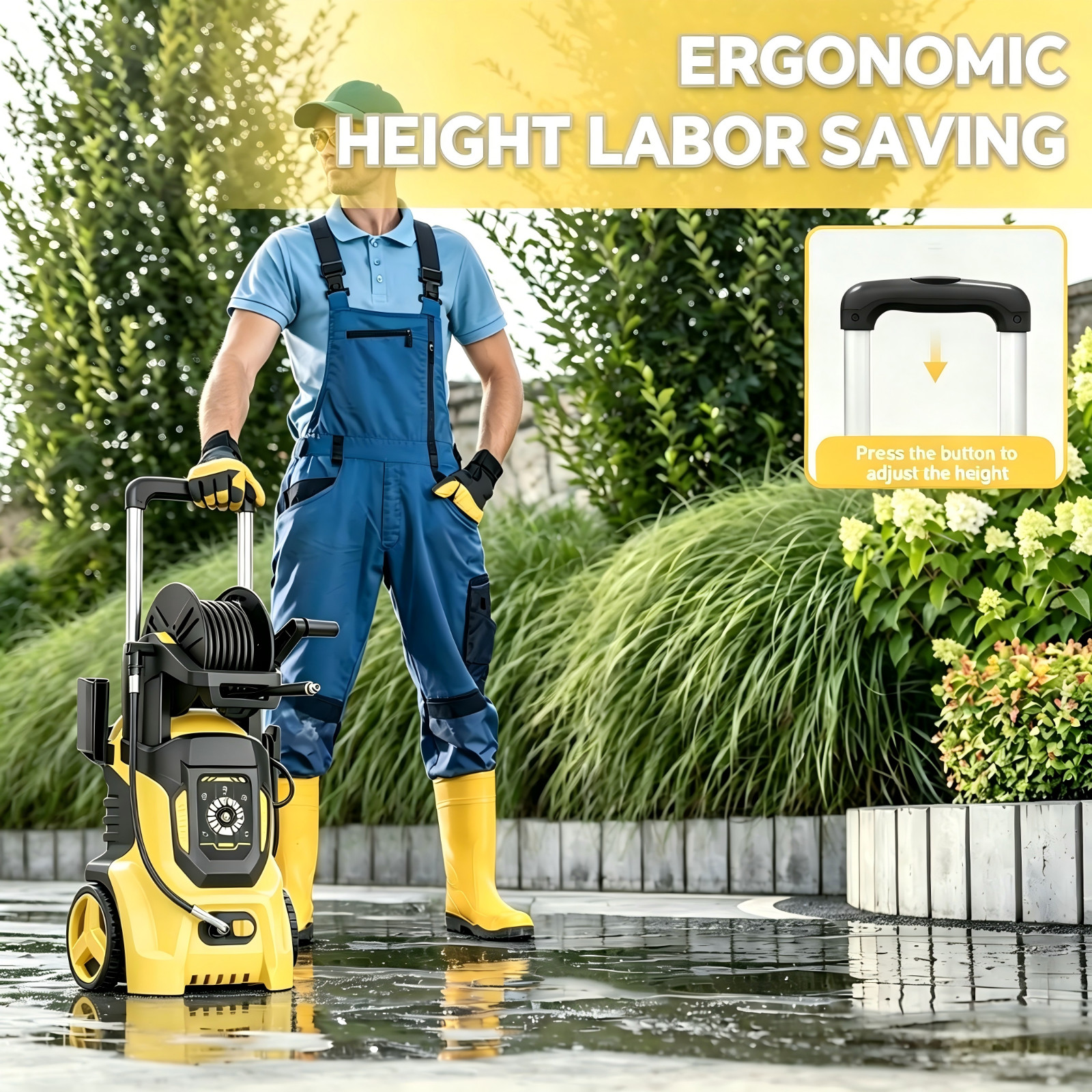 Electric Pressure Washer 4500PSI 3.2GPM with Adj-15-Level Touch Screen For car
