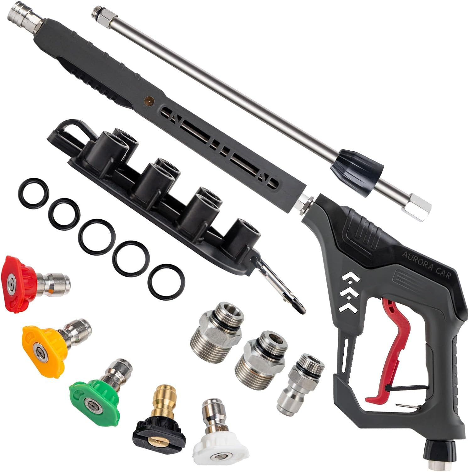 Pressure Washer Gun with Swivel, with Replacement Wand Extension, with M22 14Mm