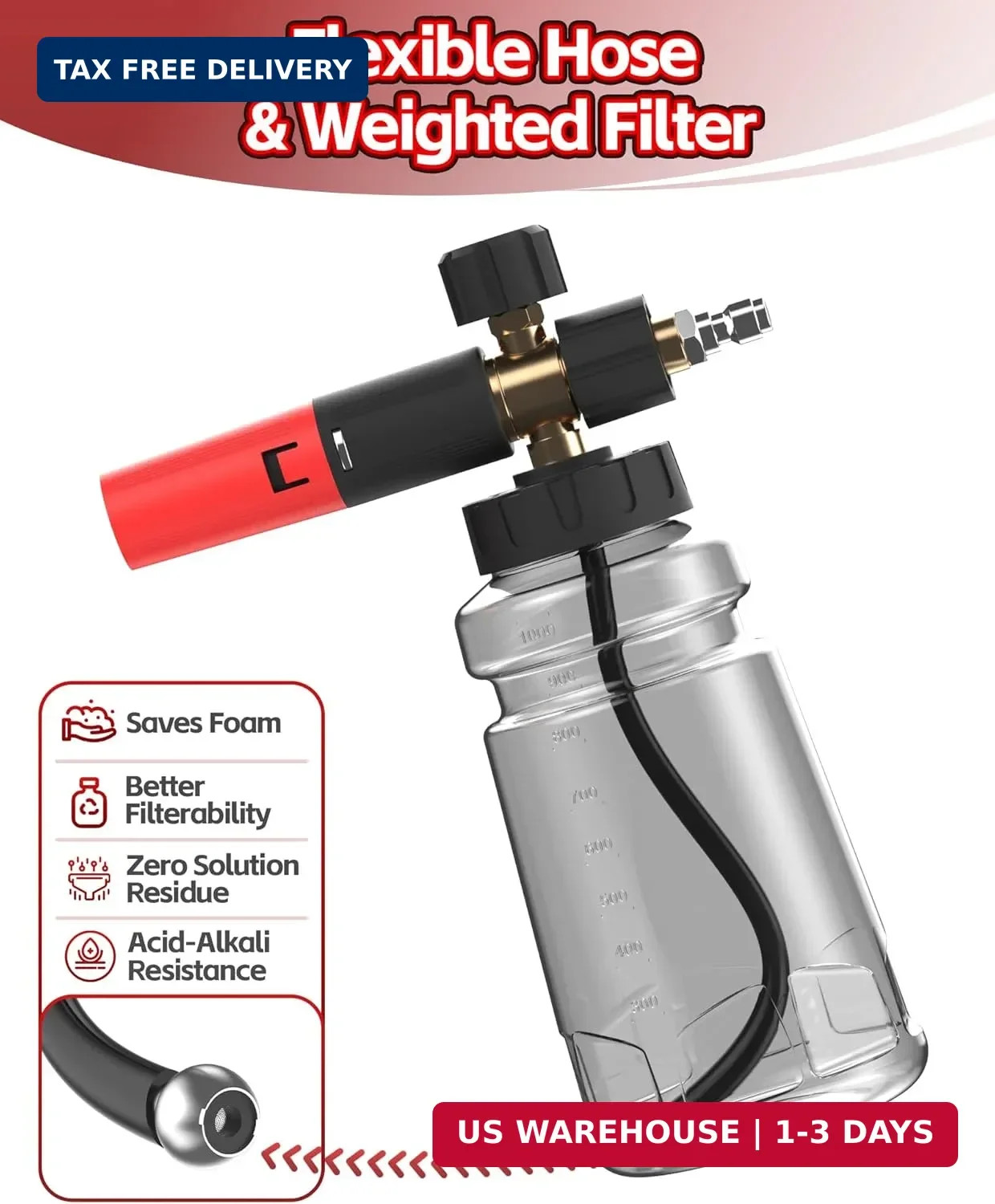 Foam Cannon for Pressure Washer with 1/4″ Quick Connector, Wide Mouth Foam Canno