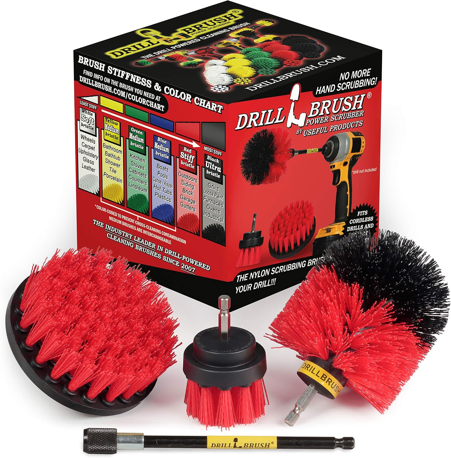 Stiff Bristle Power Scrubber Kit with Extension – Pressure Washer Surface Cleane