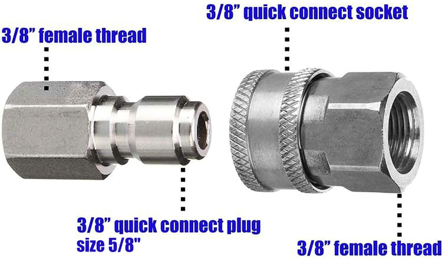 High Pressure Quick Connect Adapter Kit 3/8’’ Male Thread 5000 PSI Power Washer