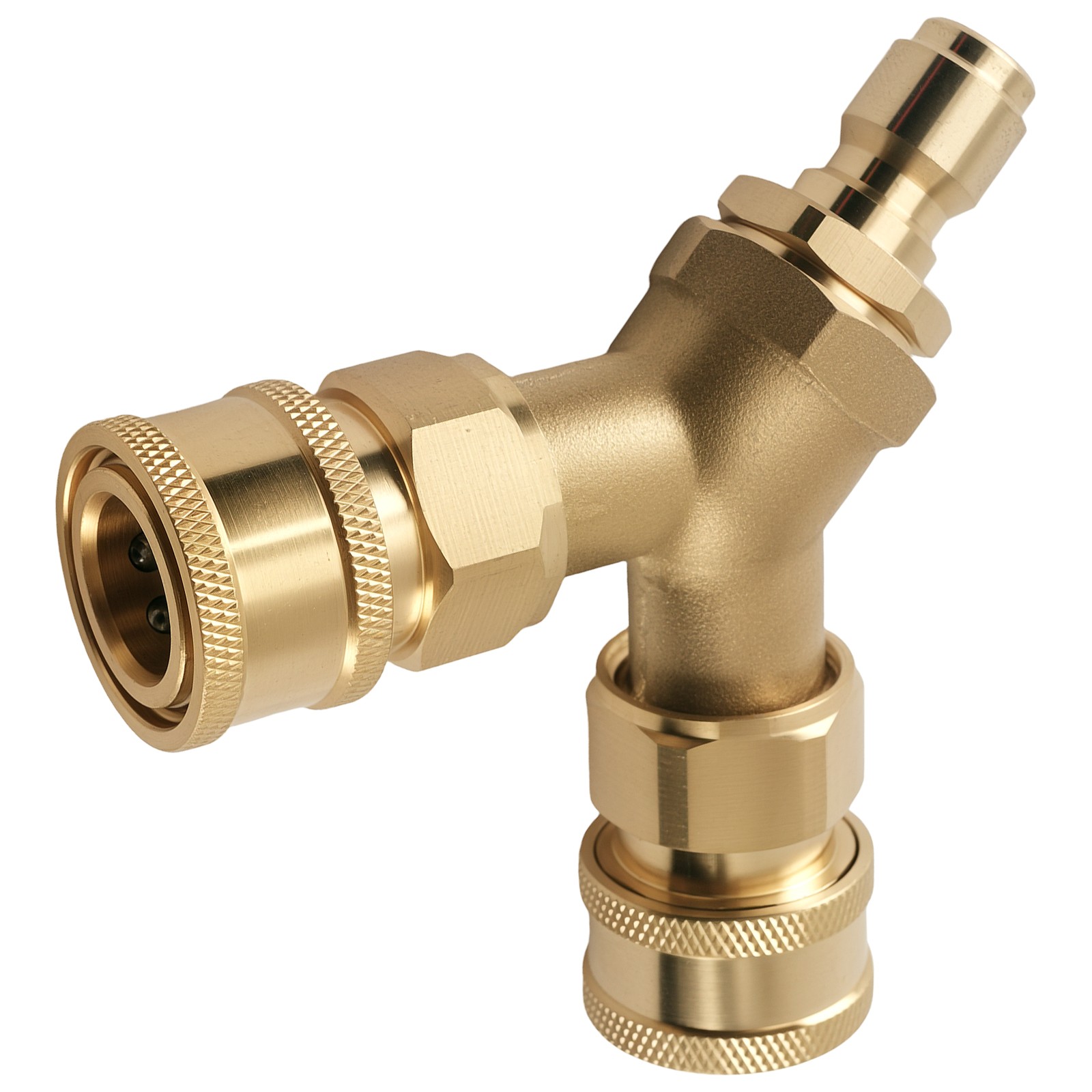 Brass Adapter Pressure Washer Tee Y-Shape Dual Gun 3/8” Quick Connect 5000 PSI