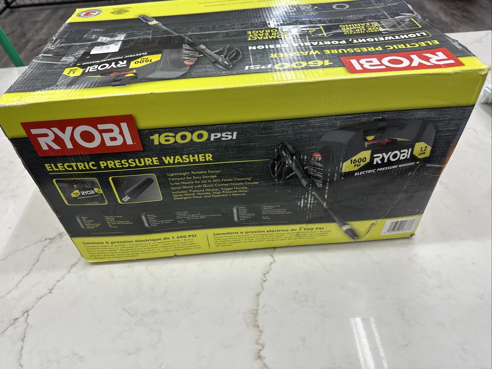 RYOBI 1600 PSI 1.2 GPM Cold Water Corded Electric Pressure Washer