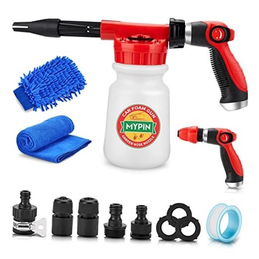 Car Wash Foam Gun/Hose Sprayer, 16 IN 1 Cannon, Adjustable with 2.5-6 Ratio