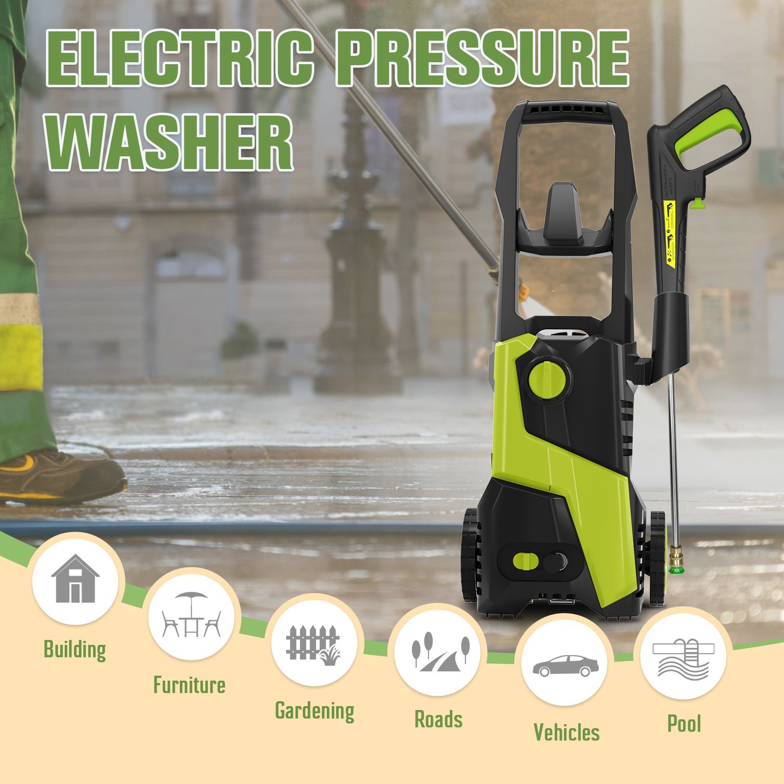 Pressure Washer 4200PSI 2.5GPM, Foam Cannon, Steel Lance, for Garden Cleaning