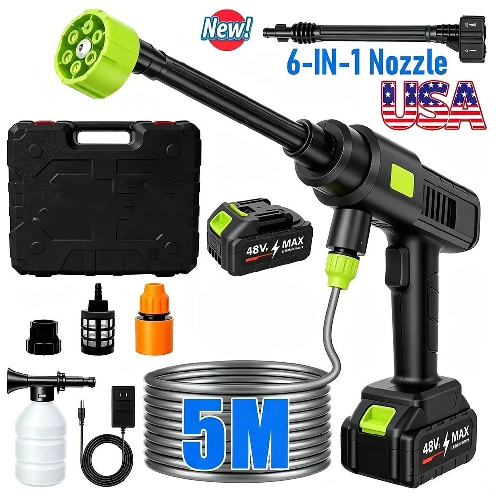 Cordless Electric High Pressure Water Spray Gun Portable Car Washer Cleaner Tool