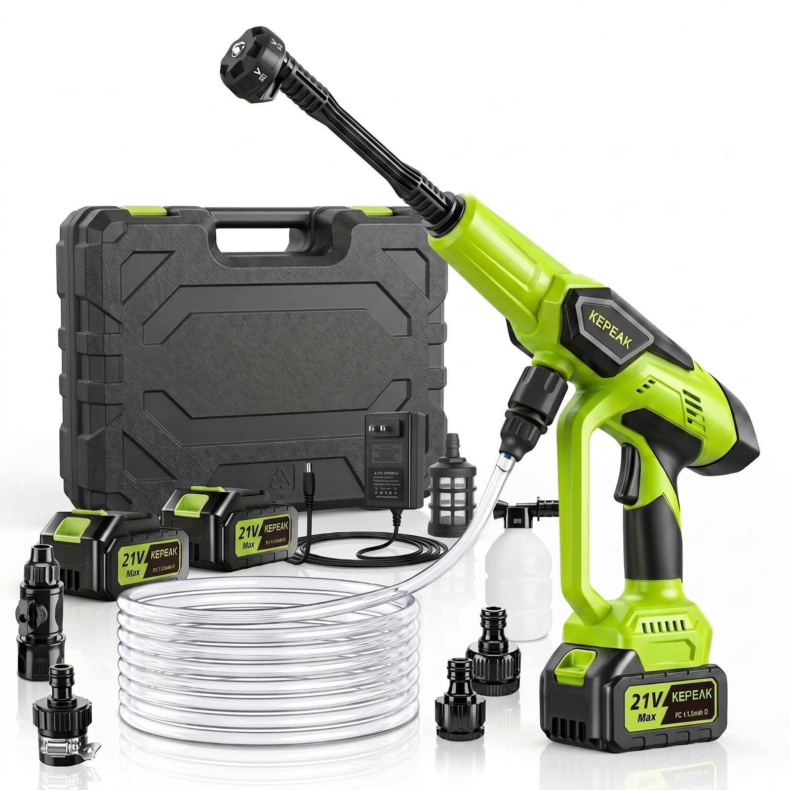 Cordless Pressure Washer, 1450 PSI Battery Operated Washer with 6-in-1 Nozzle