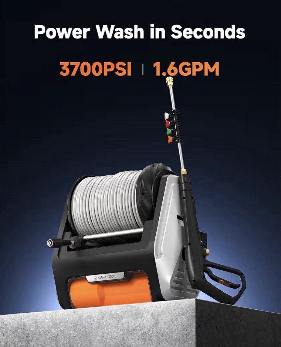 Giraffe Tools Grandfalls Pressure Power Washer Pro Max 3700PSI 1.6GPM Wall Mount