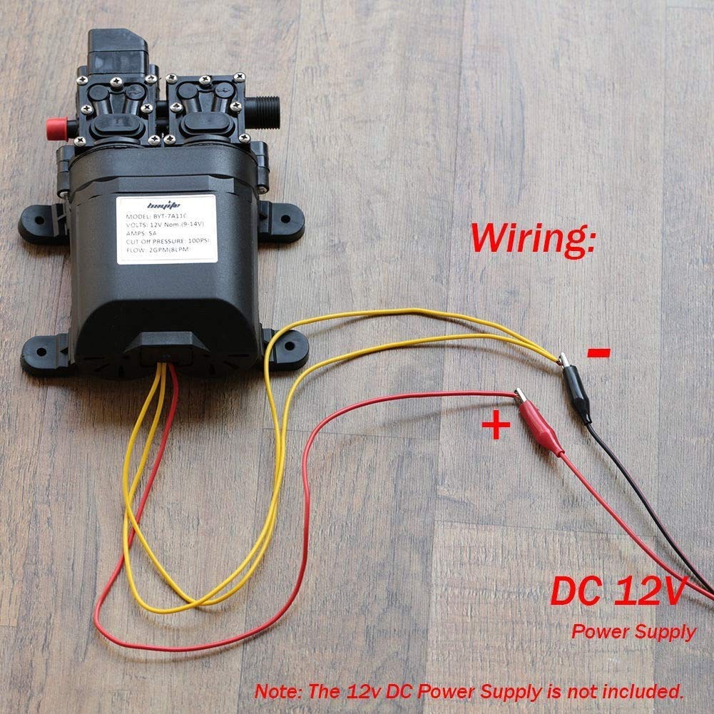 12V DC Fresh Water Pump 7.5 L/Min 2 GPM 100 PSI 12 Volt Diaphragm Self Primin…