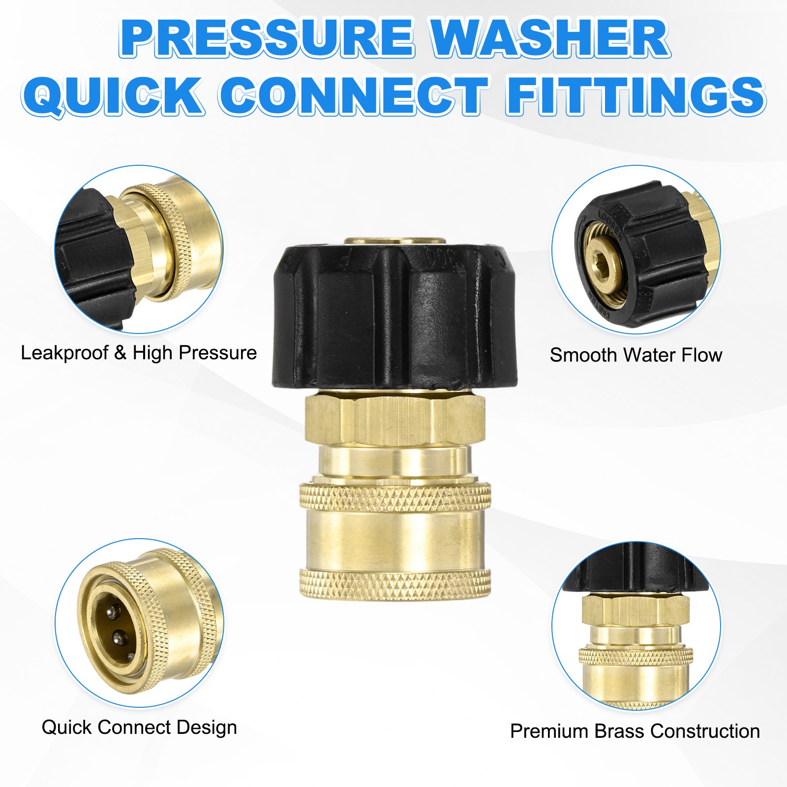 1-Pack M22 15mm Female to 3/8 Inch Female Pressure Washer Quick Connect Fittings
