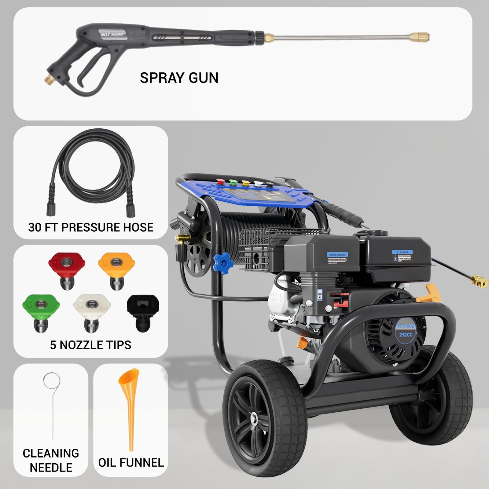 Efurden 3600PSI 2.3GPM Cold Water Pressure Washer Gasoline for Home/Outdoor Use