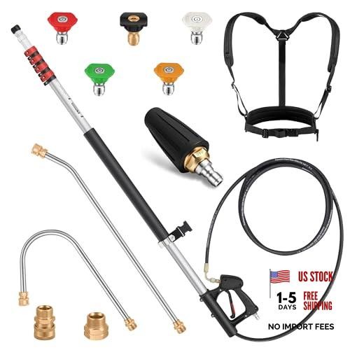 24 FT Telescoping Pressure Washer Wand – Turbo Nozzle Attachment Power 24FT-SE