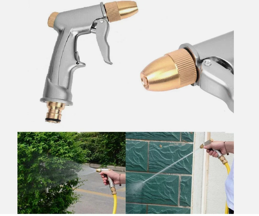 High Pressure Water Spray Gun Metal Brass Nozzle Wash Hose Pipe Car Garden Lawn
