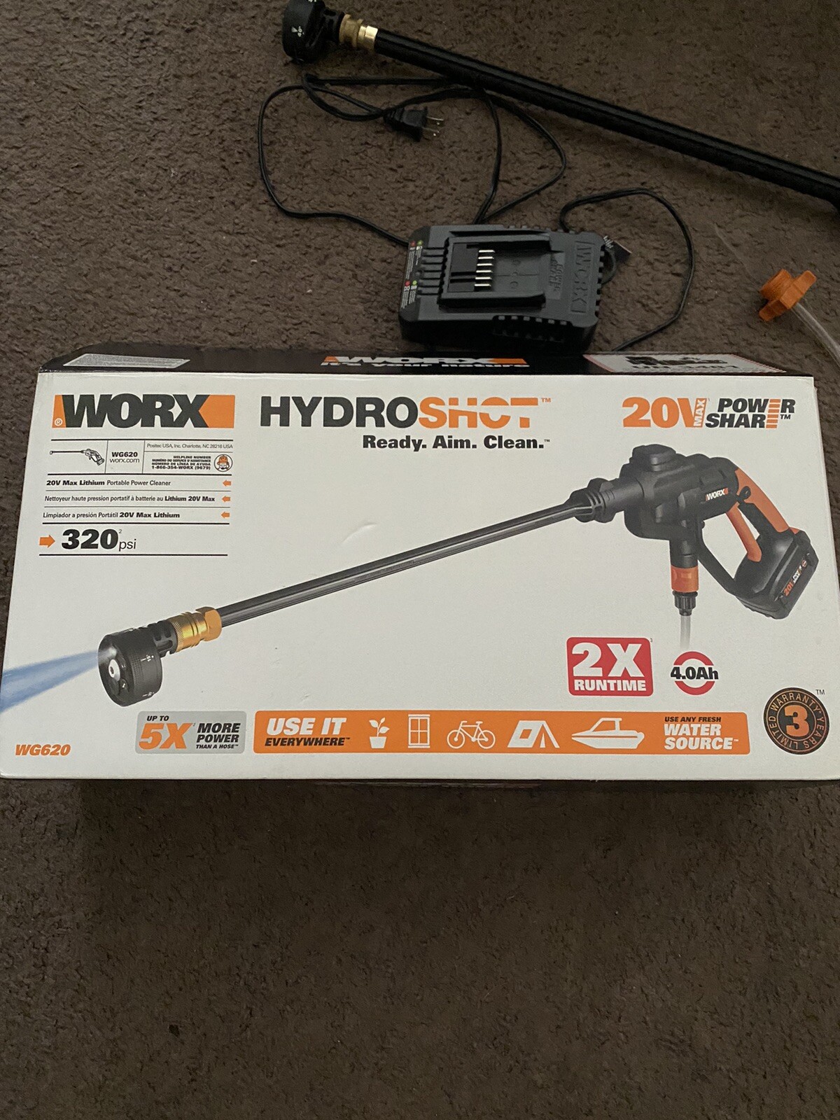 WORX HydroShot 20V Cordless Portable Power Cleaner (WG620)