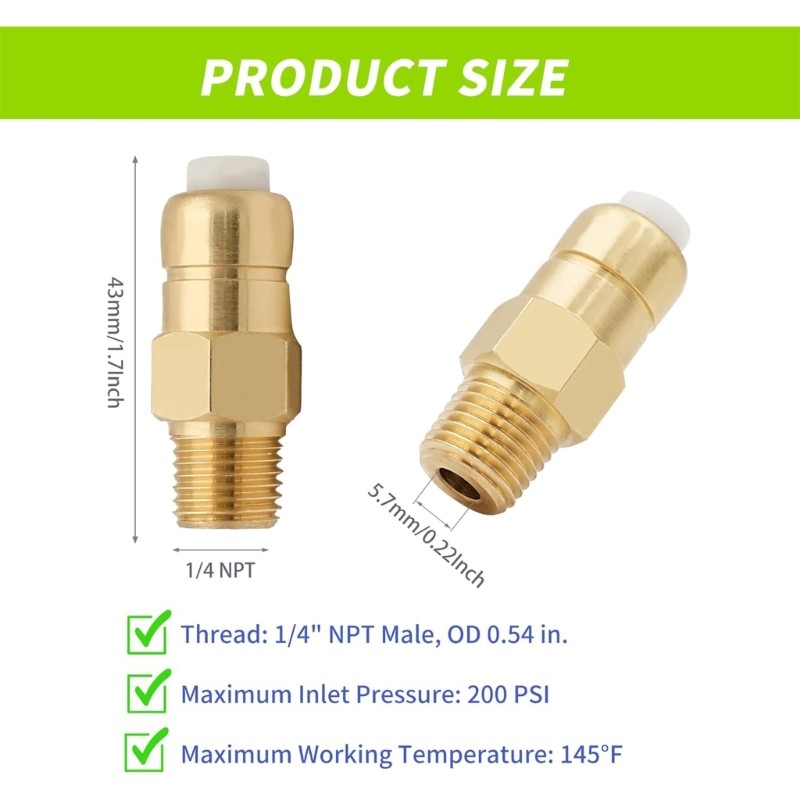 Standard 1/4 NPT Brass Thermals Safety Valves for Washer Pumps Protecting