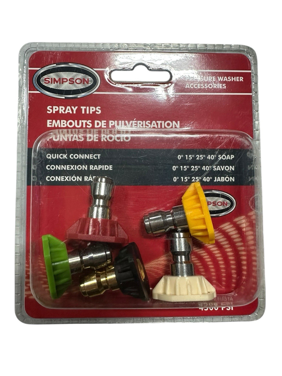 Simpson 80146 Pressure Washer Nozzle Spray Tips Up to 4500 PSI, Quick Connect