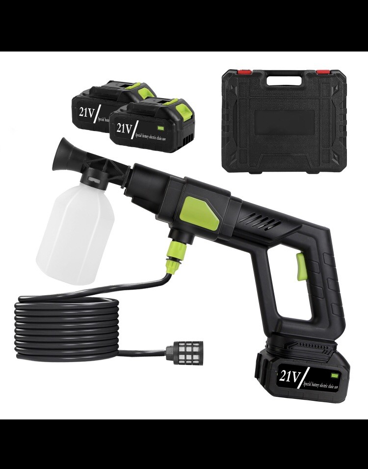 Cordless Pressure Washer Battery Powered; 990 Psi with 6-in-1 Nozzle, 23FT Hose.